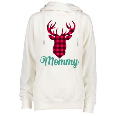 Matching Holiday Family Plaid Reindeer Mommy Womens Funnel Neck Pullover Hood