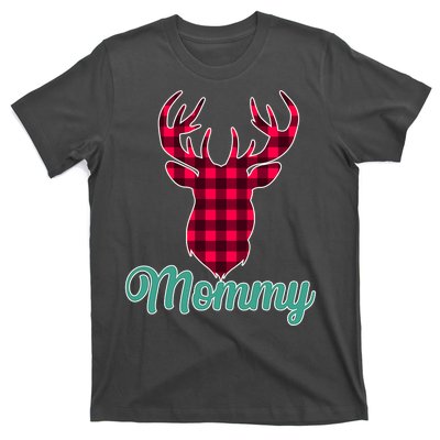 Matching Holiday Family Plaid Reindeer Mommy T-Shirt