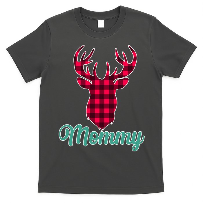 Matching Holiday Family Plaid Reindeer Mommy T-Shirt