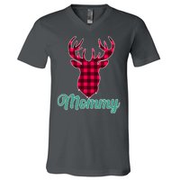 Matching Holiday Family Plaid Reindeer Mommy V-Neck T-Shirt