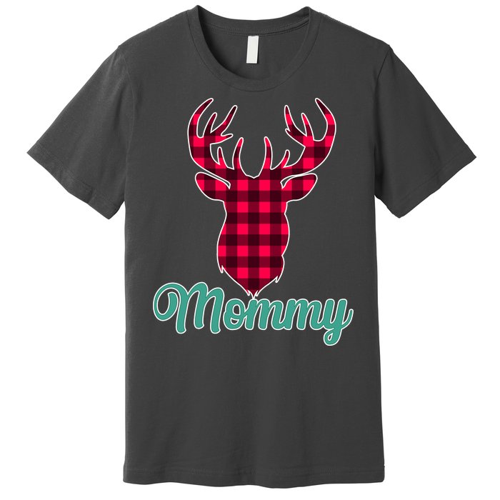 Matching Holiday Family Plaid Reindeer Mommy Premium T-Shirt