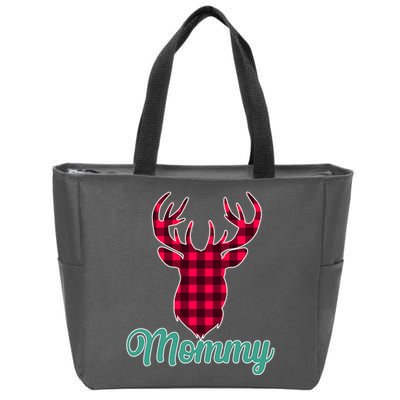 Matching Holiday Family Plaid Reindeer Mommy Zip Tote Bag