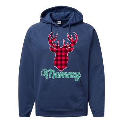 Matching Holiday Family Plaid Reindeer Mommy Performance Fleece Hoodie