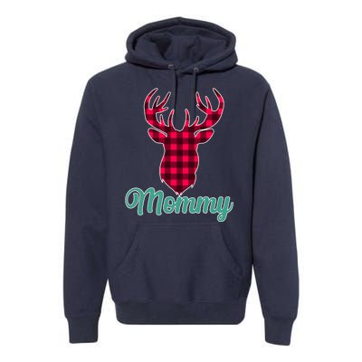 Matching Holiday Family Plaid Reindeer Mommy Premium Hoodie