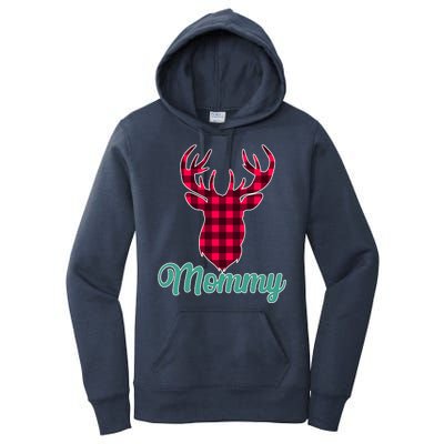 Matching Holiday Family Plaid Reindeer Mommy Women's Pullover Hoodie