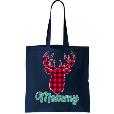 Matching Holiday Family Plaid Reindeer Mommy Tote Bag