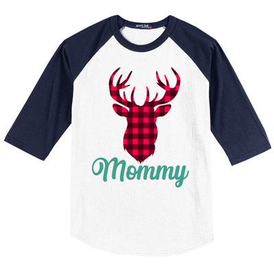 Matching Holiday Family Plaid Reindeer Mommy Baseball Sleeve Shirt