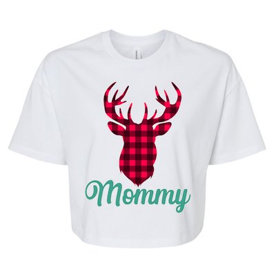 Matching Holiday Family Plaid Reindeer Mommy Bella+Canvas Jersey Crop Tee