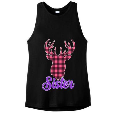 Matching Holiday Family Plaid Reindeer Sister Ladies PosiCharge Tri-Blend Wicking Tank