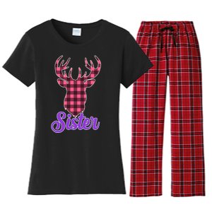 Matching Holiday Family Plaid Reindeer Sister Women's Flannel Pajama Set