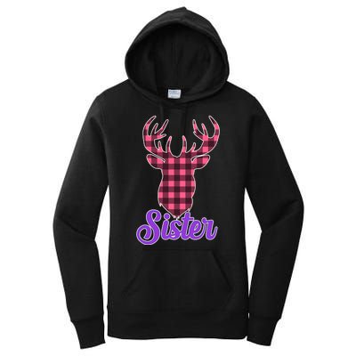 Matching Holiday Family Plaid Reindeer Sister Women's Pullover Hoodie