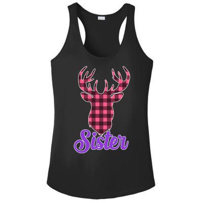 Matching Holiday Family Plaid Reindeer Sister Ladies PosiCharge Competitor Racerback Tank