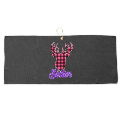 Matching Holiday Family Plaid Reindeer Sister Large Microfiber Waffle Golf Towel