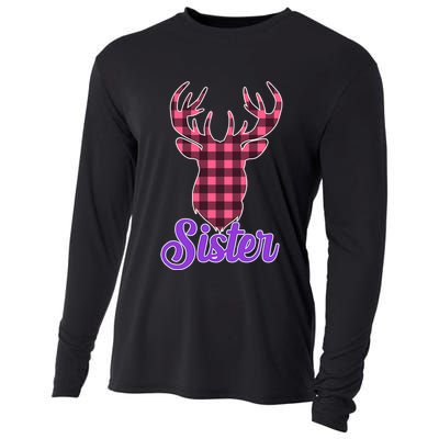 Matching Holiday Family Plaid Reindeer Sister Cooling Performance Long Sleeve Crew