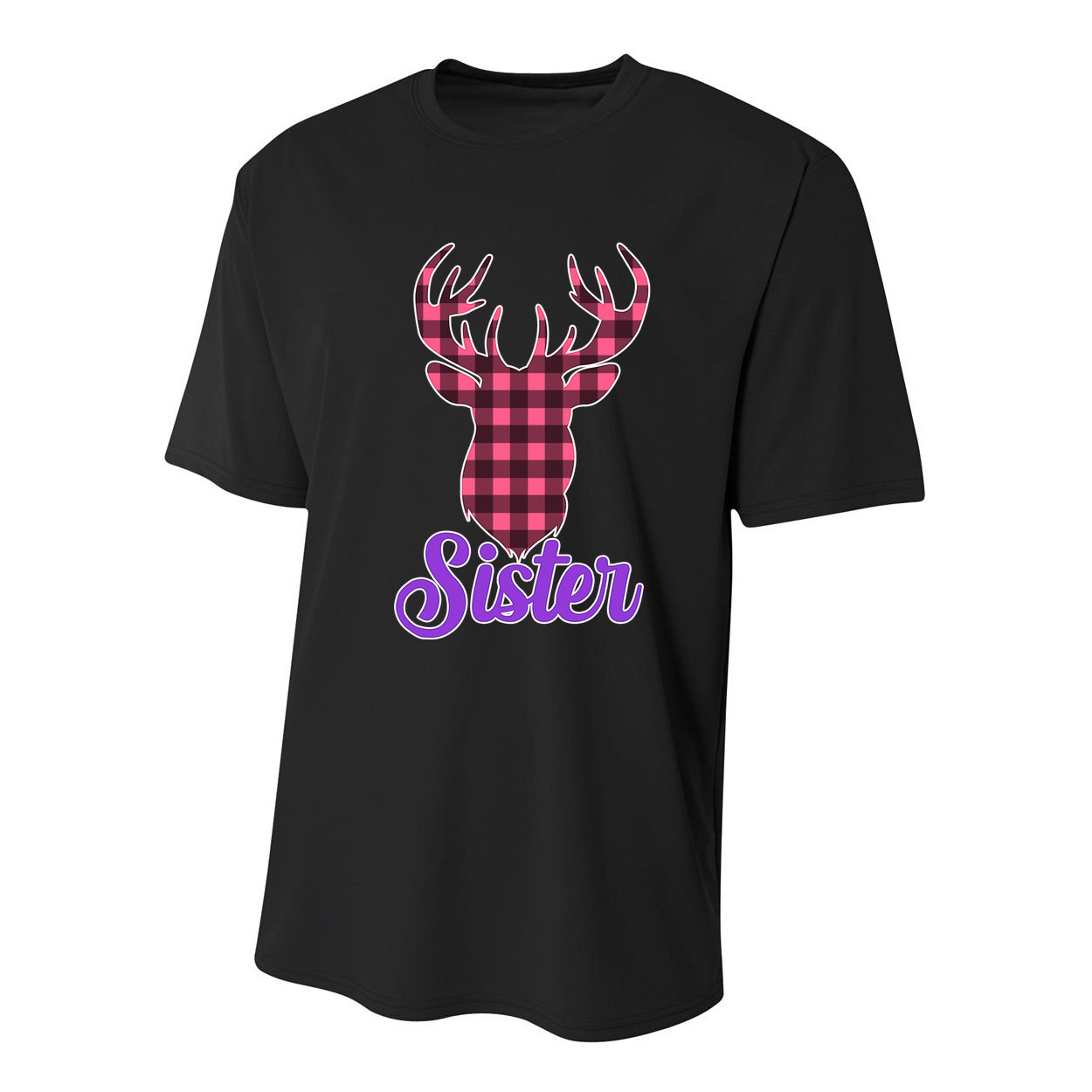 Matching Holiday Family Plaid Reindeer Sister Youth Performance Sprint T-Shirt