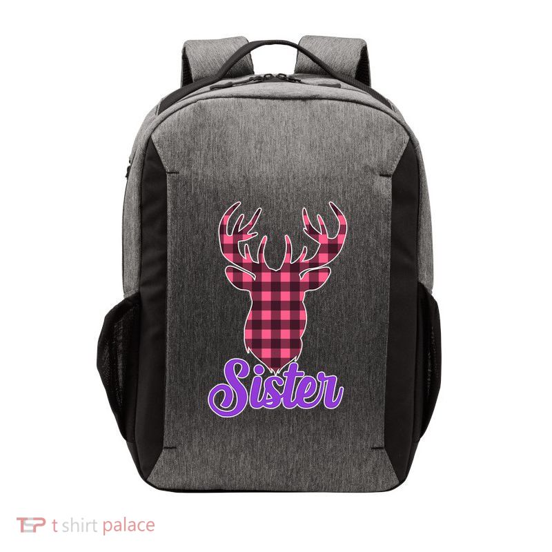 Matching Holiday Family Plaid Reindeer Sister Vector Backpack