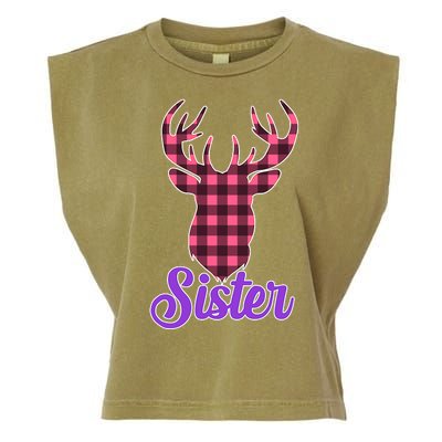 Matching Holiday Family Plaid Reindeer Sister Garment-Dyed Women's Muscle Tee