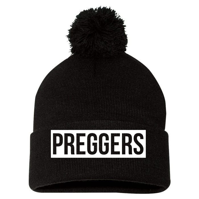 Maternity Slogan Preggers Box Logo Pom Pom 12in Knit Beanie