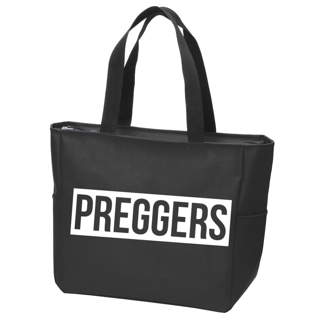 Maternity Slogan Preggers Box Logo Zip Tote Bag