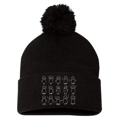 Math Equation Algebra Poses Graph Figures Pom Pom 12in Knit Beanie