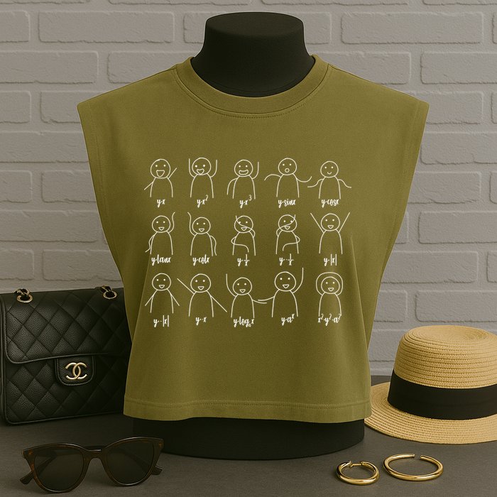Math Equation Algebra Poses Graph Figures Garment-Dyed Women's Muscle Tee