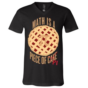 Math Is A Piece Of Cake Pi Day V-Neck T-Shirt