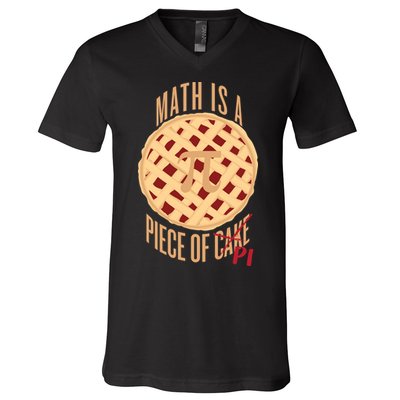 Math Is A Piece Of Cake Pi Day V-Neck T-Shirt