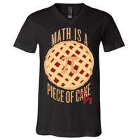 Math Is A Piece Of Cake Pi Day V-Neck T-Shirt