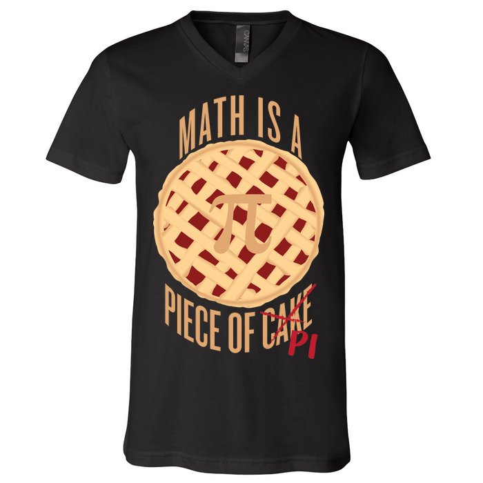 Math Is A Piece Of Cake Pi Day V-Neck T-Shirt