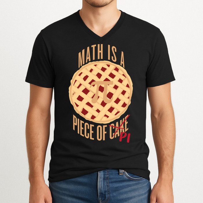 Math Is A Piece Of Cake Pi Day V-Neck T-Shirt