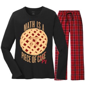 Math Is A Piece Of Cake Pi Day Women's Long Sleeve Flannel Pajama Set 