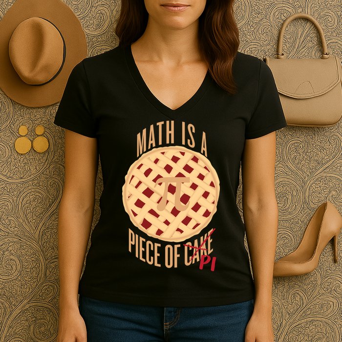 Math Is A Piece Of Cake Pi Day Women's V-Neck T-Shirt