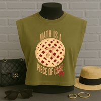 Math Is A Piece Of Cake Pi Day Garment-Dyed Women's Muscle Tee