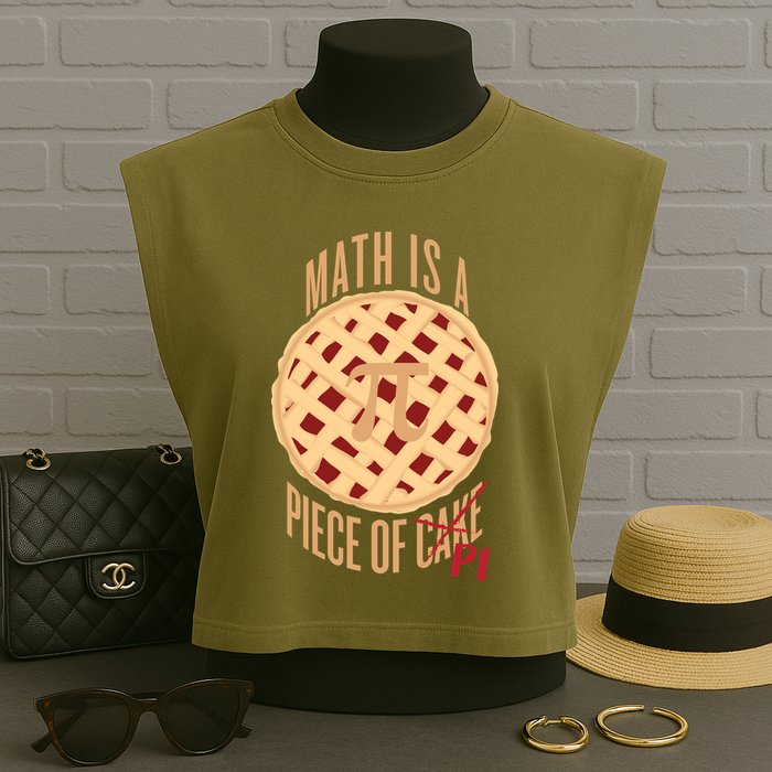 Math Is A Piece Of Cake Pi Day Garment-Dyed Women's Muscle Tee