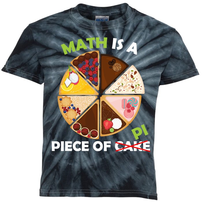 Math Is A Piece Of Pi Kids Tie-Dye T-Shirt