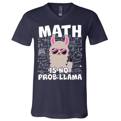 Math Is No Prob-llama V-Neck T-Shirt