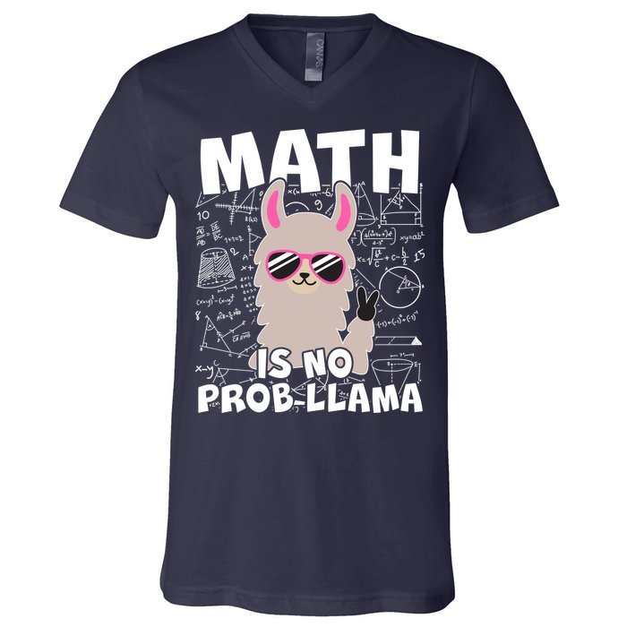 Math Is No Prob-llama V-Neck T-Shirt