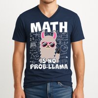 Math Is No Prob-llama V-Neck T-Shirt