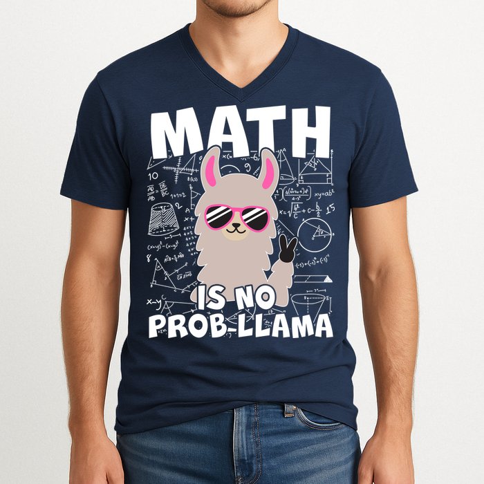 Math Is No Prob-llama V-Neck T-Shirt
