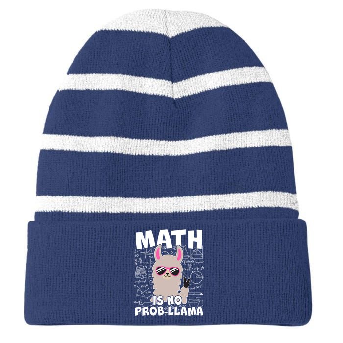 Math Is No Prob-llama Striped Beanie with Solid Band