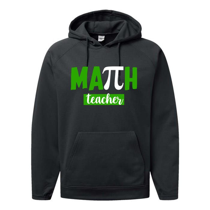 Math Teacher Pi Logo Performance Fleece Hoodie