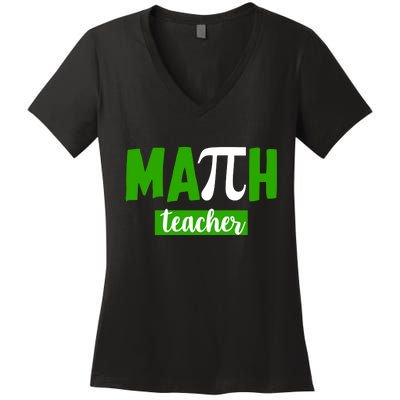 Math Teacher Pi Logo Women's V-Neck T-Shirt