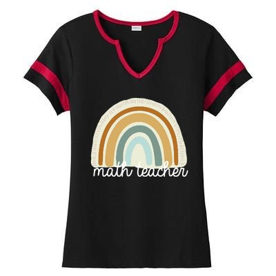 Math Teacher Rainbow Ladies Halftime Notch Neck Tee