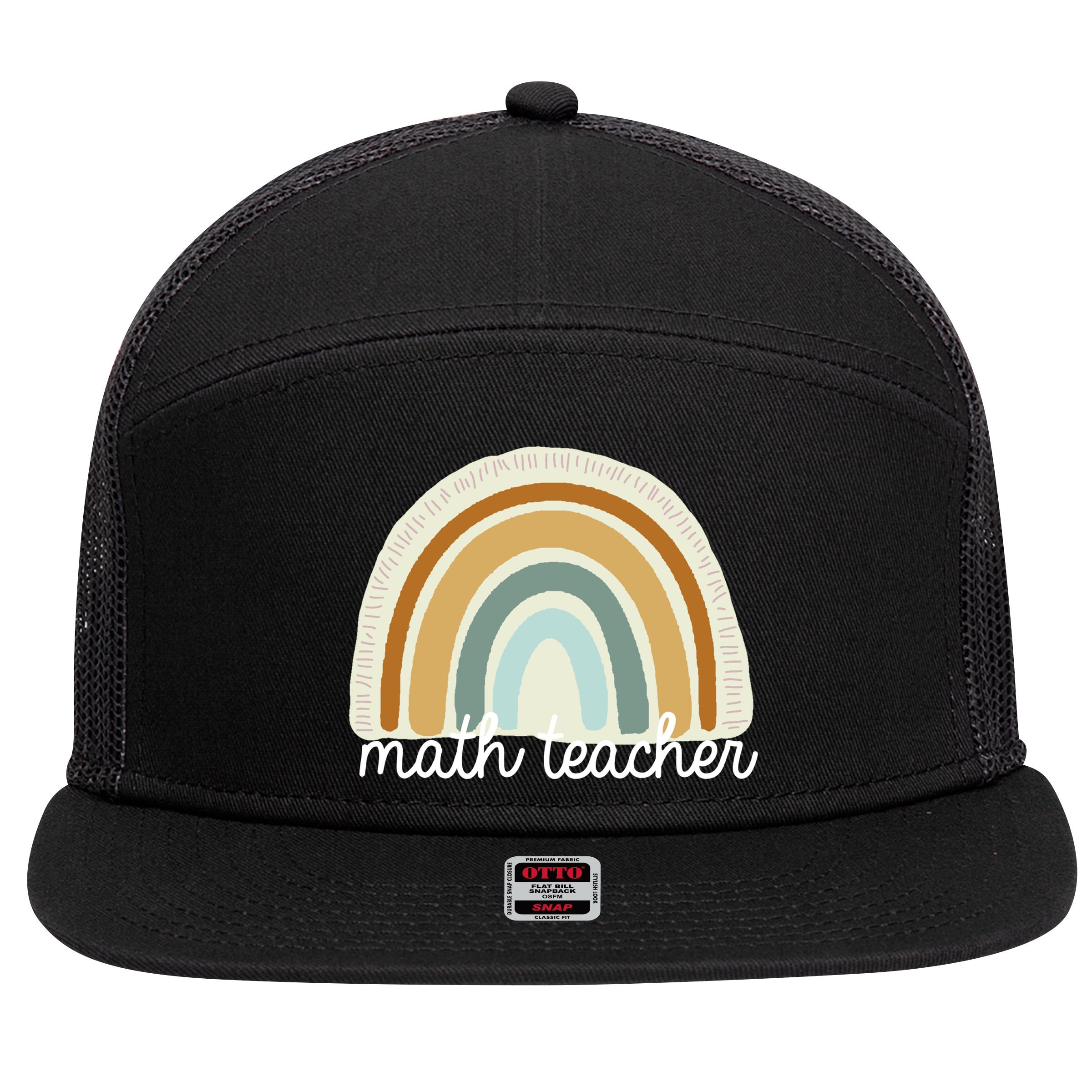Math Teacher Rainbow 7 Panel Mesh Trucker Snapback Hat