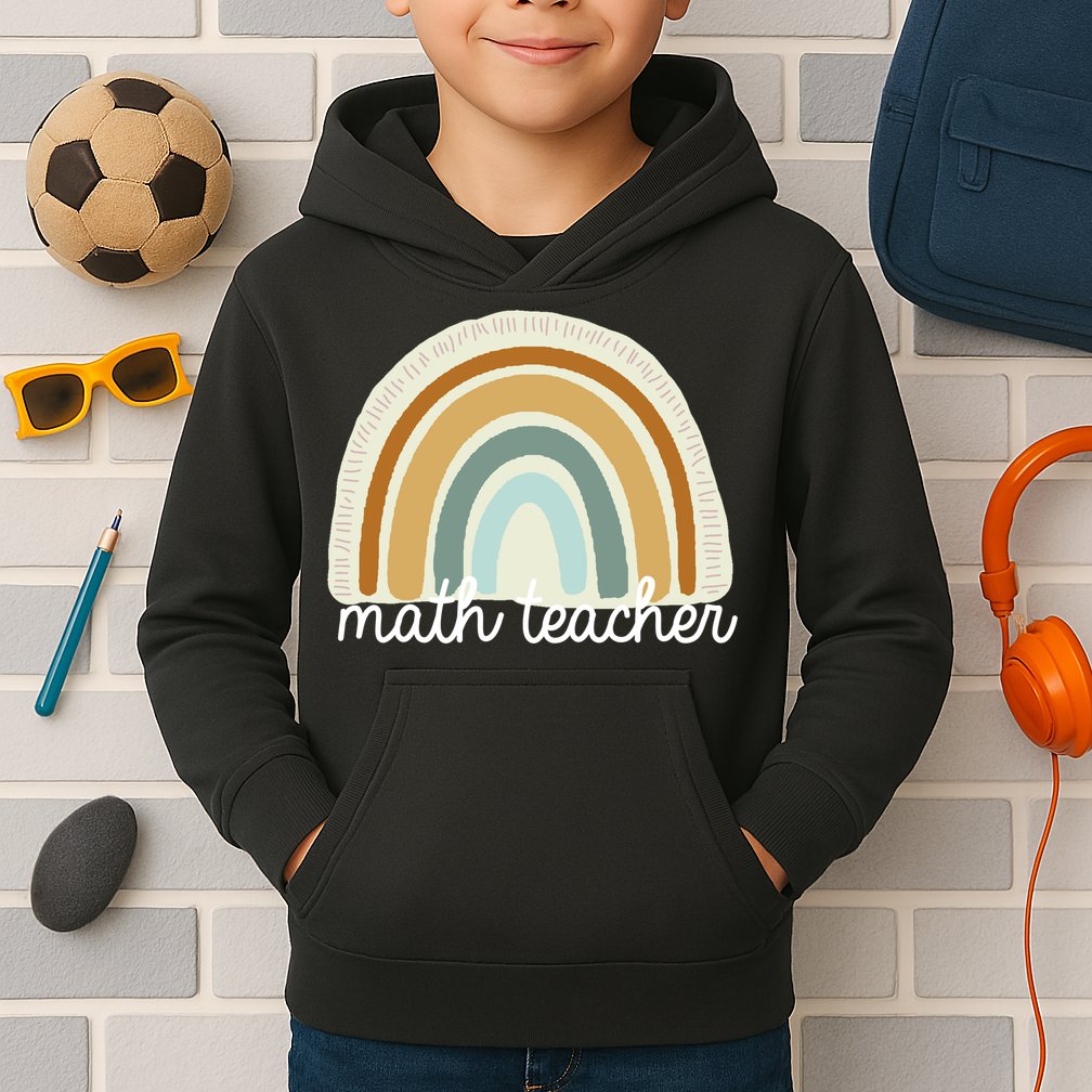 Math Teacher Rainbow Kids Hoodie