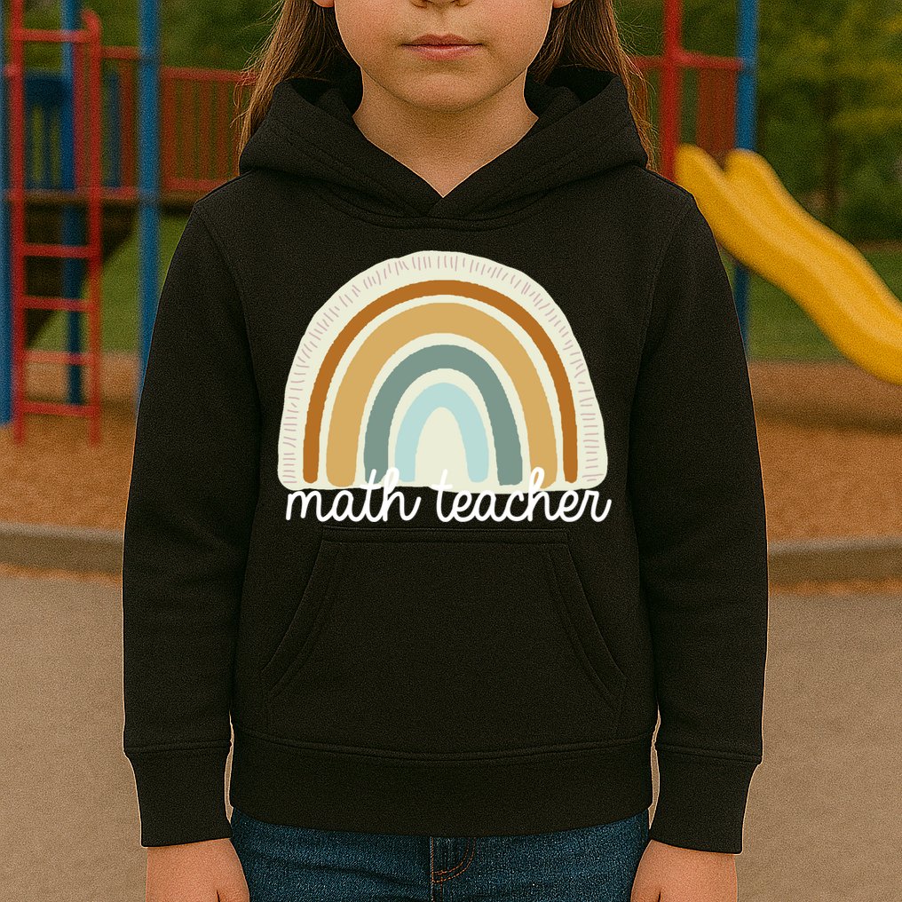 Math Teacher Rainbow Kids Hoodie