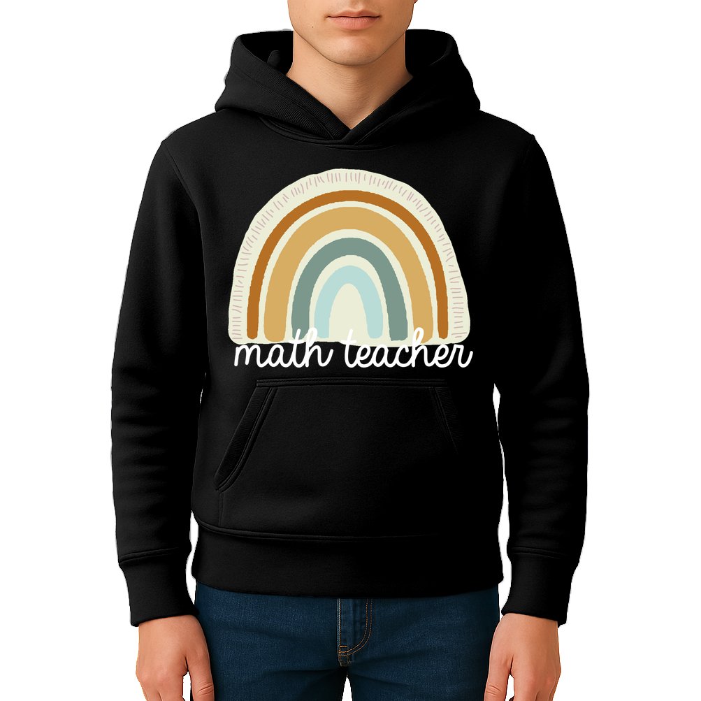 Math Teacher Rainbow Kids Hoodie