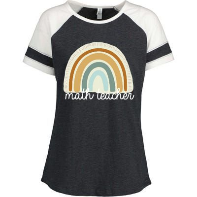 Math Teacher Rainbow Enza Ladies Jersey Colorblock Tee