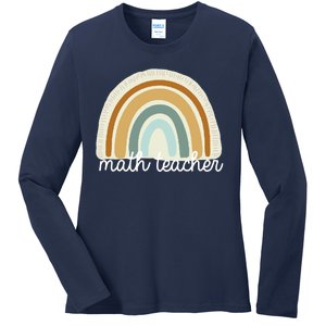 Math Teacher Rainbow Ladies Long Sleeve Shirt