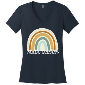 Math Teacher Rainbow Women's V-Neck T-Shirt